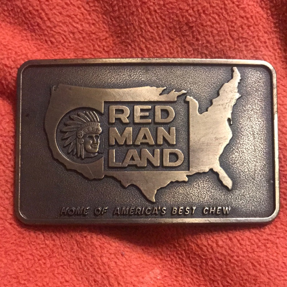 RED MAN LAND SOLID BRASS BELT BUCKLE